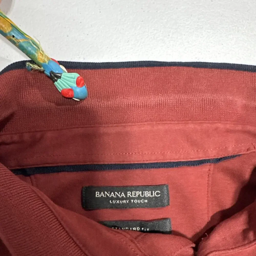 BANANA REPUBLIC Polo Shirt Mens Size L Luxury Touch Maroon Std Fit Short Sleeve
